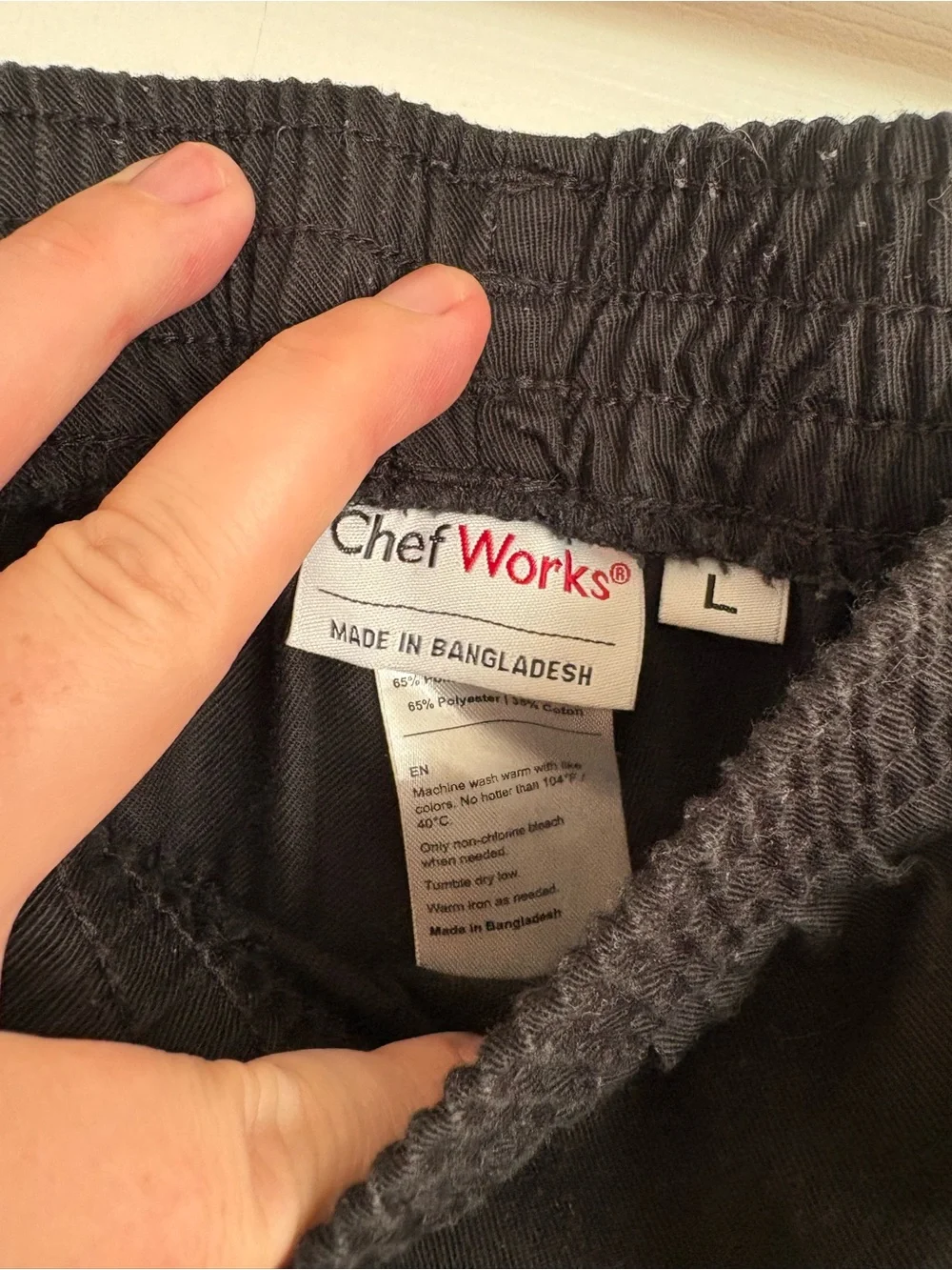 Chef Works Black Chef Pants Elastic Waist Straight Leg Uniform Work Pants Large